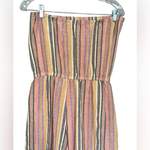 Anthropologie Drew Emerson Jumpsuit Size Medium Strapless Tulip Hem Linen Blend - Picture 9 of 11